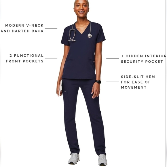 Figs Scrubs Casma Top Navy Blue XXS Lot of 4 - Picture 6 of 7